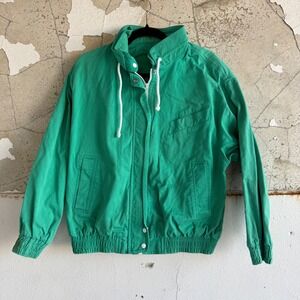 Vtg 80s Jacket Russ Studio Green Full Zip Mens M Retro Streetwear